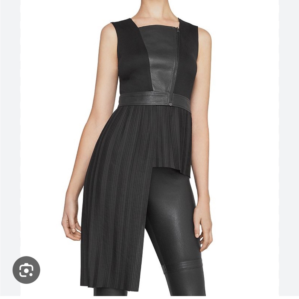 BCBGMAXAZRIA Leather Asymetrical Top